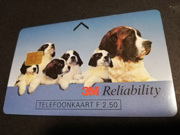 NETHERLANDS  ADVERTISING CHIPCARD HFL 2,50  3M DATA CARTRIDGE / DOG WITH JUNG PUPS      CRD 130    MINT    ** 4214** - Privadas