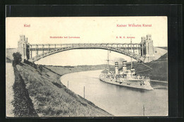 AK Levensau, Kriegsschiff S.M.S. Arcona Unter Der Hochbrücke - Guerra
