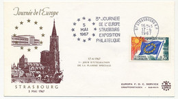 FRANCE - Env Affr 0,25 Drapeau - OMEC Strasbourg R.P. 3eme Journée De L'Europe - 17/4/1967 - Flamme Spéciale - Covers & Documents