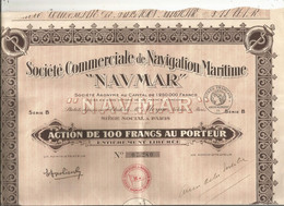 Action De 100 Francs Au Porteur , Série B , NAVMAR , Société Commerciale De Navigation Maritime , Frais Fr 1.95 € - Altri & Non Classificati