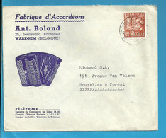 762 Op Geillustreede Brief ACCORDEONS / BOLAND Met Stempel WAREGEM - 1948 Exportation