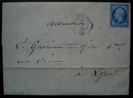 Largentière 1866 F. Bruneau Négociant, Lettre Pour Lyon - 1849-1876: Klassieke Periode