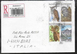 SLOVACCHIA - RACCOMANDATA DA BRATISLVA PLURIAFFRANCATA 22.10.2001 - VIAGGIATA PER L'ITALIA - Covers & Documents