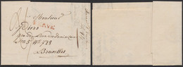 Précurseur - LAC Datée De Herve (1828) + Obl Linéaire Rouge HERVE, Port "25" > Bruxelles - 1815-1830 (Dutch Period)