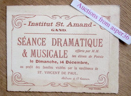 Kaart "Institut St. Amand-Gand, Séance Dramatique & Musicale, Gent" - Sammlungen