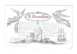 1 Carte Visite Marmillion Fromage De Hollande  Hollandsche Drooge & Gezoute Stokvisch Magermans Kaey Antwerpen Ratinckx - Porzellan