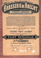 Part Sociale Au Porteur Entièrement Libérée - Brasserie De Haecht S.A. - Boortmeerbeek - 1936. - Industrie
