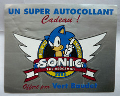 RARE AUTOCOLLANT PUBLICITAIRE SONIC SEGA VERT BAUDET - Adesivi