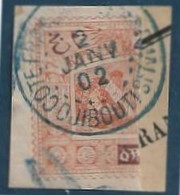 France Colonies Obock Fragment N°53a Coupé Moitié Gauche Oblitéré Bleue Djibouti (cote Des Somalis) - Used Stamps