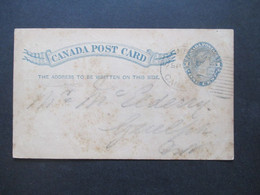 Kanada 1891 Ganzsache Canada Post Card Gedruckte Karte Vertreter Ankündigungskarte John Whyte - Brieven En Documenten