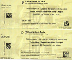 Philharmonie De Paris - EXPOSITION MARC CHAGALL - 2 TICKETS - Biglietti D'ingresso