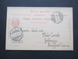 Schweiz 1902 Ganzsache Weltpostverein Rasierklingenstempel Geneve Rue Du Stand Nach Göttingen Mit Ank. Stempel - Ganzsachen