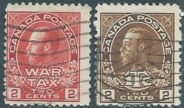 Canada -1915-1916 King George V, 2C & 2+1C With The Inscription War Tax - Sellos De Impuesto De Guerra