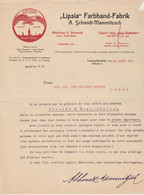 Lettre Illustrée 1908 SCHMIDT MAMMITZSCH LIPSIA Farbband Fabrik LEIPZIG REUDNITZ Allemagne à Papiers Abadie Paris - 1900 – 1949