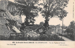 Souain         51        Guerre 14/18.    Vue De L'église Et Village  Bombardé       (voir Scan) - Souain-Perthes-lès-Hurlus