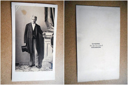 PHOTO CDV 19 EME  HOMME ELEGANT CHAPEAU HAUT DE FORME  MODE Cabinet WINTER A STRASBOURG - Old (before 1900)