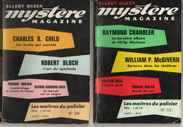 Lot 2 Livres  Mystère Magazine  N: 170 & 172 - De Ellery Queen - Années 1962 - Jacquier, Ed.