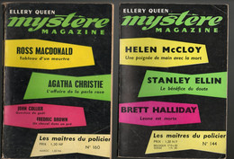 Lot 2 Livres  Mystère Magazine  N: 144 & 160 - De Ellery Queen - Années 1960 Et 1961 - Jacquier, Ed.