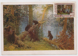 CARTE MAXIMUM CM Card USSR RUSSIA Art Painting Shishkin Forest Bear - Cartes Maximum