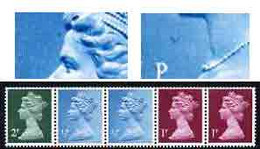 Great Britain 1971 Machin Multi-value Coil (2p,1/2p,1/2p,1p,1p) With Constant Variety 'Coloured Dot In Front Of Forehead - Sheets, Plate Blocks & Multiples