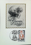 ► Métier Graveur  La Gravure Dessin Sur Soie Drawing On Silk (Versailles 1984)  Carte Maximum Card - Incisioni