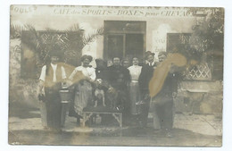 3876 NICE Carte Photo Café Des Sports - Boxes Pour Chevaux Nice - Route Du Var - Palmier  Chien Dog - Pubs, Hotels And Restaurants