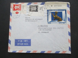 Israel 1966 Air Mail Luftpostbrief Haifa - München Marken Mit Oberrand / Eckrandstücke - Storia Postale