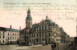 Crimmitschau, Blick In Die Silberstrasse, Rathaus, 1904 Nach Lausigk Versandt - Crimmitschau