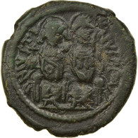 Monnaie, Justin II, Follis, 570-571, Nicomédie, TTB, Cuivre, Sear:369 - Bizantine