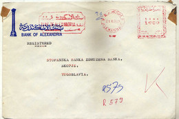 Egypt Cover Bank Of Alexandria  Via Yugoslavia 1989.meter Stamp,back Side Labels Bank Of Alexandria - Covers & Documents