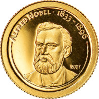 Monnaie, Mongolie, Alfred Nobel, 500 Tugrik, 2007, FDC, Or - Mongolia