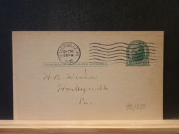 92/258 POSTAL CARD  PIQUAGE VERSO 1933 - 1921-40
