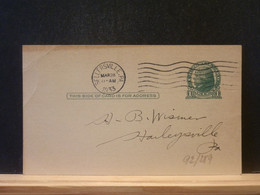 92/259 POSTAL CARD  PIQUAGE VERSO 1933 - 1921-40