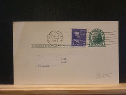 92/295   POSTAL CARD USA VERSO PIQUAGE PRIVE - 1941-60