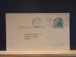 92/297   POSTAL CARD USA VERSO PIQUAGE PRIVE  1941 - 1941-60