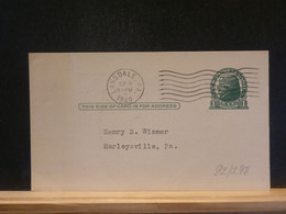 92/298   POSTAL CARD USA VERSO PIQUAGE PRIVE  1949 - 1941-60