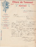 Lettre Illustrée 21/9/1912 ETTORE De TOMMASI Import Fruits MUNCHEN Allemagne - 1900 – 1949