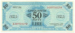 50 LIRE OCCUPAZIONE AMERICANA IN ITALIA BILINGUE FLC A-B 1943 A SPL+ - Occupazione Alleata Seconda Guerra Mondiale