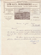 Lettre Illustrée 16/4/1913 LÖB Fabrique Articles Souvenir Avec Vues Presses Papier Cendriers NUREMBERG Allemagne - 1900 – 1949