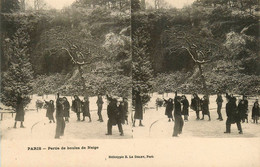 Paris * CPA Stéréo Dos 1900 * La Partie De Boules De Neige * Enfants Hiver - Autres & Non Classés