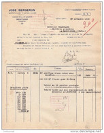 ESPAGNE BENETUSER Valencia  FACTURE 1928 Importacion Chiffons José BERGERON   - M11 - Espagne