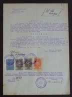 Serbia 1943 Germany WWII Lazarevac 4 Revenue Stamps - General Issue - On Document  C8 - Unclassified