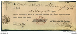 1857: SCHORNDORF, Roter (!) Steigbügelstempel Auf Fahrpost-Schein - In Rot Ist Dieser Stempel Nicht Registriert. - Briefe U. Dokumente