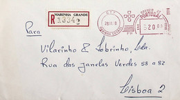 1978 Portugal Carta Da Marinha Grande C/ Etiqueta De Registo - Flammes & Oblitérations