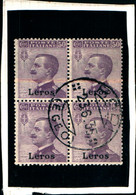 26226) ITALIA-EGEO- 50C.MICHETTI SOPRASTAMPATO  LEROS- IN QUARTINA USATA - Egeo (Carchi)