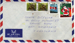 Canada Letter 1992 Via Macedonia.stamp Motive - Christmas,Santa Claus,Canadian Flag,Canadian Porcupine - Storia Postale