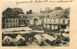 Le Grand Lucé * 1903 * Place De La République , Jour De Marché * Café De La Halle - Le Grand Luce