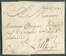 LAC De COURTRAI KORTRIJK (griffe COURTRAI) Du 9 Avril 1755 Vers Lille En Flandres - Port  '2' (encre) - 16737 - 1714-1794 (Paesi Bassi Austriaci)