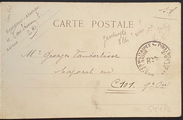 Belgique Carte Pour Le Caporal Vanderbisse En SM POSTES MILITAIRES BELGIQUE 8bis Gratté !! Du 30 Avril 1917 RRR - Belgische Armee