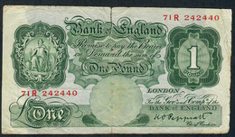 GREAT BRITAIN P369 1 POUND 1948  #71R Signature Peppiatt    VG - 1 Pound